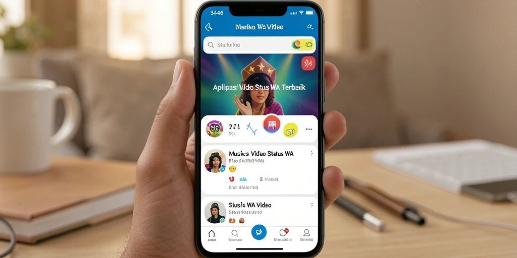 Tampilan antarmuka aplikasi 3446 untuk Status WA Video yang menarik.