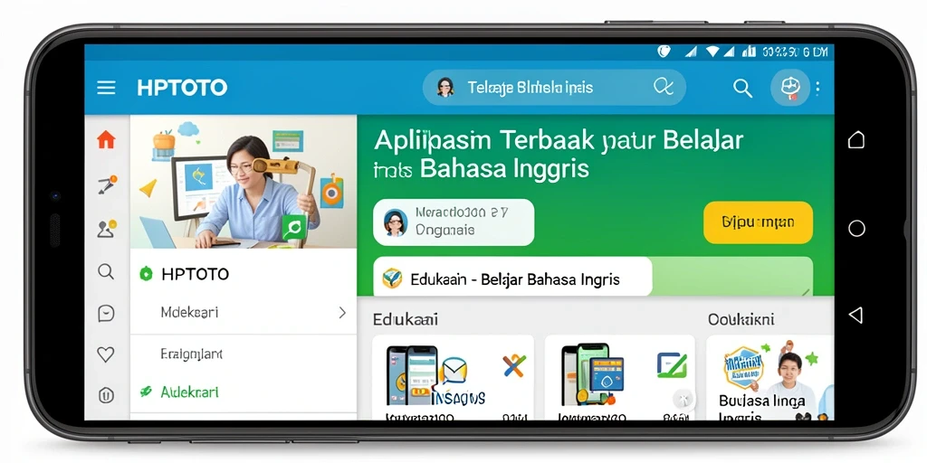 Tampilan antarmuka HPTOTO untuk belajar bahasa Inggris yang menarik dan interaktif.
