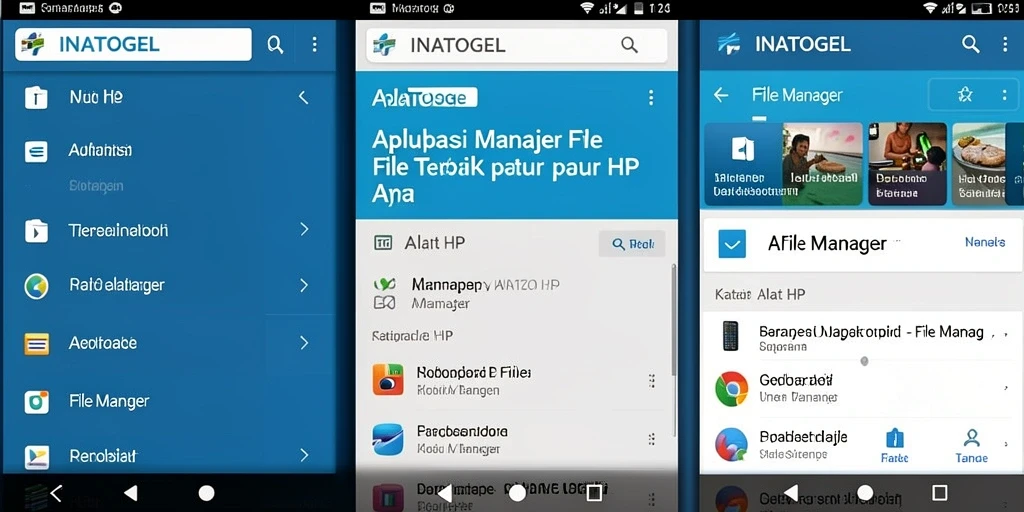 Antarmuka INATOGEL menampilkan semua fungsi utama manajer file dengan jelas.