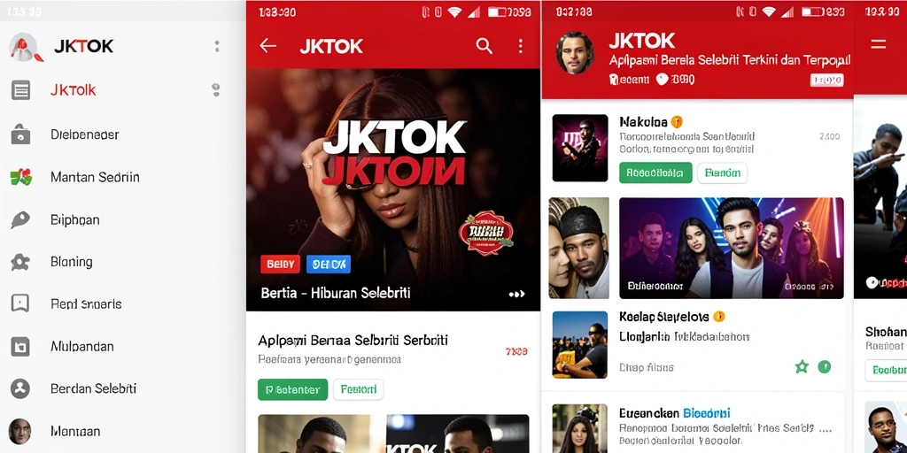 Antarmuka JKTOK menampilkan berita hiburan selebriti terkini dengan mudah.