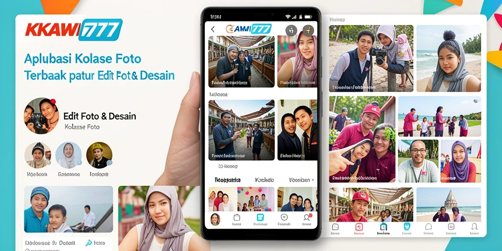Antarmuka aplikasi KAWI777 untuk kolase foto yang intuitif dan menarik.