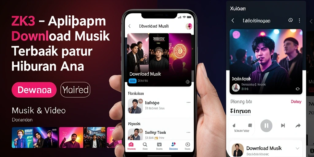 Antarmuka aplikasi ZK3 yang sederhana untuk download musik.