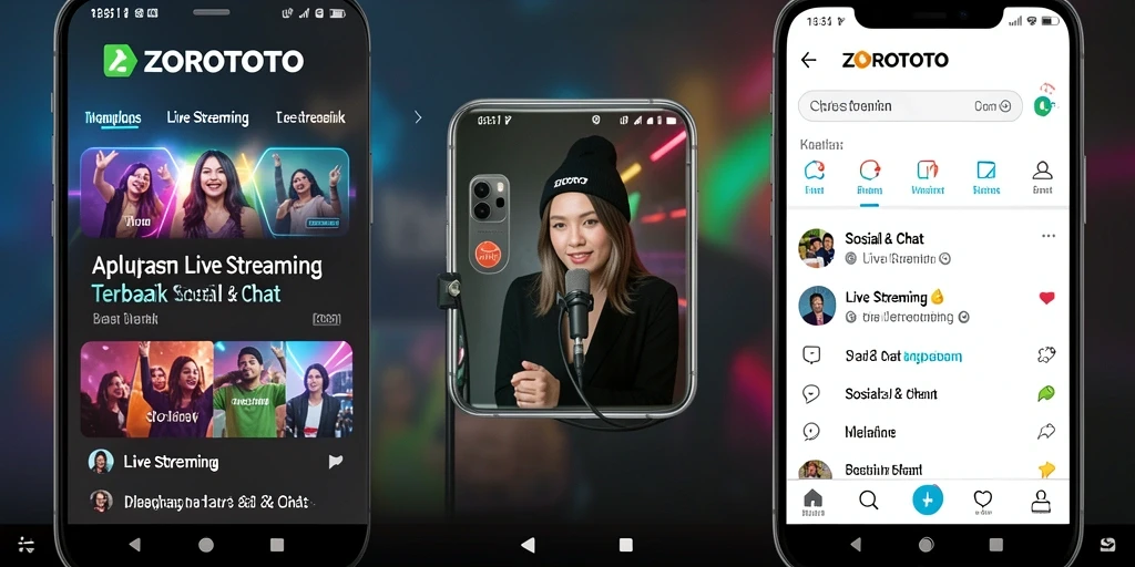 Antarmuka aplikasi ZOROTOTO yang menarik untuk Live Streaming.