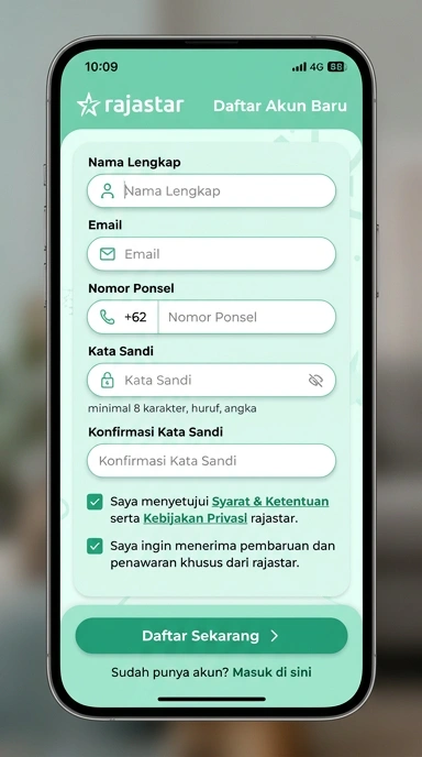 Cara Mudah Buat Akun Baru rajastar di Android